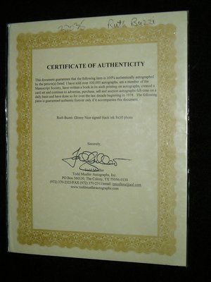 Ruth Buzzi Autograph, Signed Picture, COA, 1983