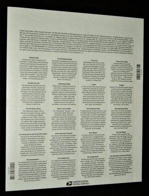 Early TV Memories Commemorative Postage Stamps, Scott Catalog #4414, Complete Mint Sheet