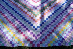 Antique Postage Stamp Quilt Top, Hand-Stitched, Handsewn, Around the World