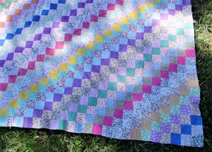 Antique Postage Stamp Quilt Top, Hand-Stitched, Handsewn, Around the World