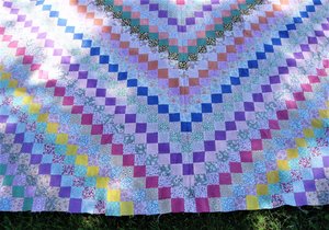 Antique Postage Stamp Quilt Top, Hand-Stitched, Handsewn, Around the World