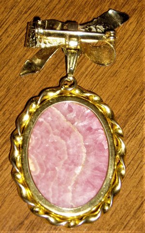 Vintage Rhodochrosite Brooch Pin, New Old Stock