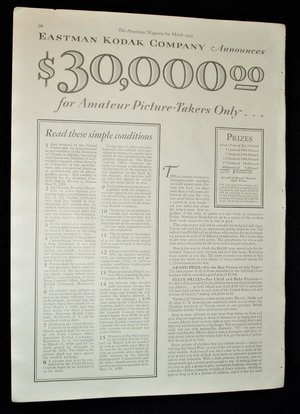Full Page Advertisement, 1929 Magazine,  General Electric Refrigerator, Eastman Kodak