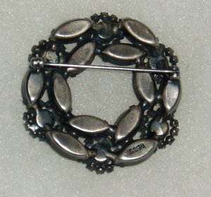Vintage Weiss Pin Brooch, Signed, Blue-Green-White