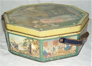 Sunshine Biscuits Liberty Bell Handled Tin