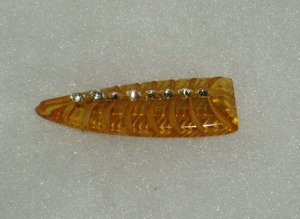 Bakelite Brooch Pin, Art Deco Vintage Carved Applejuice, Rhinestones
