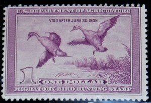 Federal Duck Stamp RW5, Never Hinged
