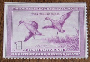 Federal Duck Stamp, RW5, 1937, Pintail Ducks