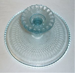 Jeannette Ice Blue Harp Cake Plate
