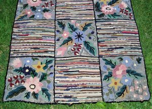 Antique Handmade Rug, Colorful, 38" by 63"