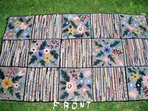 Antique Handmade Rug, Colorful, 38" by 63"