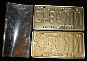 License Plates Matched Pair Minnesota 1974, Mint Never Used