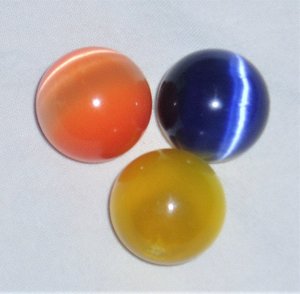 Fiber Optic Marbles x 3, 25mm, Yellow, Orange, Blue