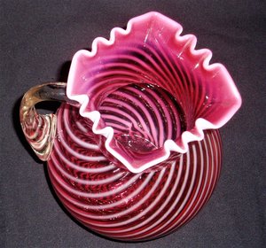 Northwood No. 319 Cranberry Opalescent Swirl Pitcher