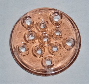 Pink Glass Flower Frog, 11 Holes