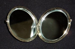 Two Mirror Compact, Silver Plated