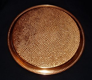 Coppercraft Guild Round Tray, Hammered Copper, New Old Stock