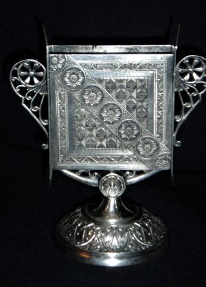 Antique Playing Card Holder, Silver Plated, James W. Tufts