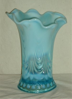 Northwood Jewels and Drapery Opalescent Blue Vase