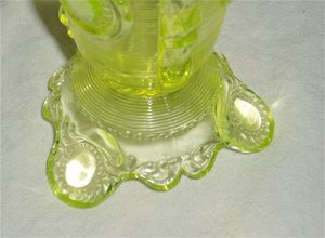 Dewey Parfait, Vaseline Uranium Canary Glass, Greentown