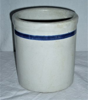 Stoneware Crock Mortar, Blue Stripe, Quart Capacity