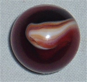 Akro Agate Marble, Corkscrew Red Base Onyx, .756" Mint