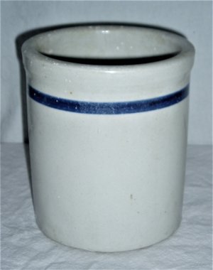 Stoneware Crock Mortar, Blue Stripe, Quart Capacity