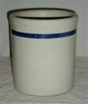Stoneware Crock Mortar, Blue Stripe, Quart Capacity