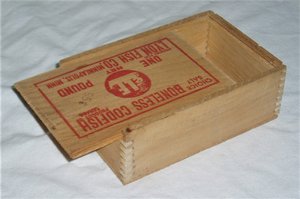 Elf Codfish Wood Box, 1 Pound, Lyon Fish Company