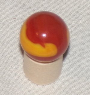 Vintage Akro Agate Corkscrew Marble, Red and Orange, .699"
