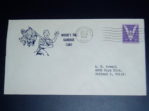 World War II Patriotic Cover, A. L. Barnes Catchet, "Where's the Garbage Can?"