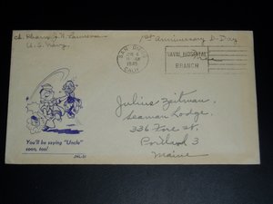 World War II Patriotic Cover, J. N. Lawrence Catchet, Naval Ccl, 1st Anniv. of D-Day