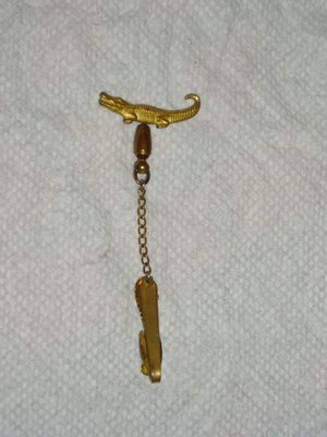 Alligator Figural Tie Clip Tack Clasp, Hickok