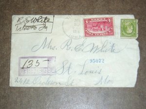 1914 Registered Mail Cover, Parcel Post Stamp Q4