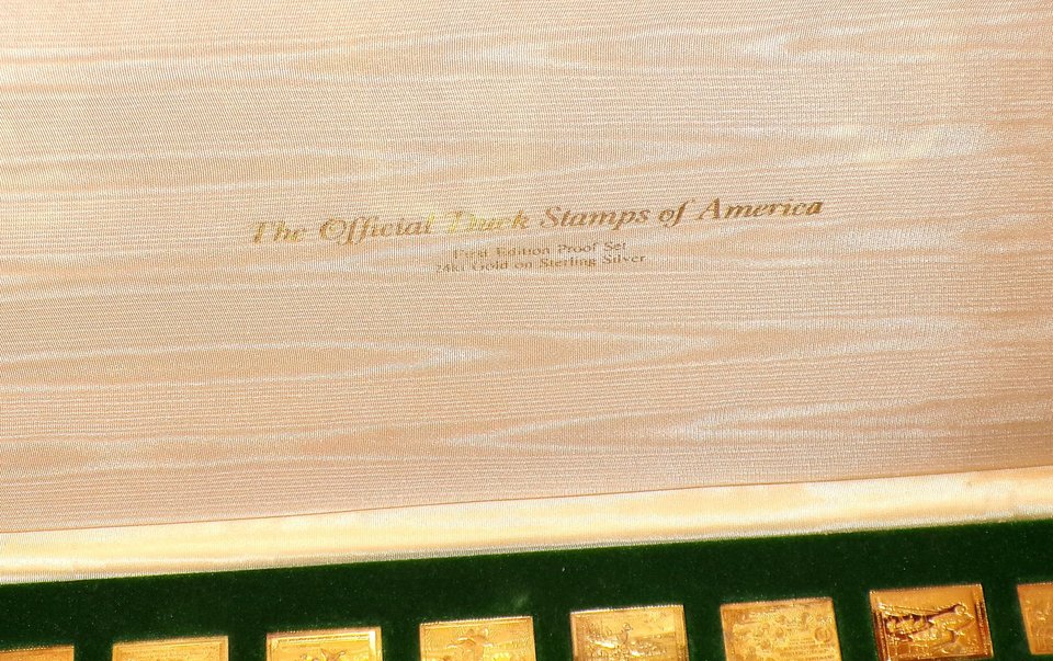 Franklin Mint Duck Stamps Set, 50 In Case, Gold on Silver