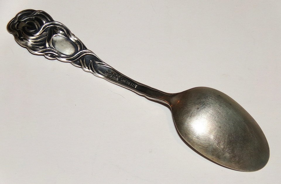 Sterling Silver Spoon, Black Man Eating Watermelon, Carter Bldg, Houston Tex