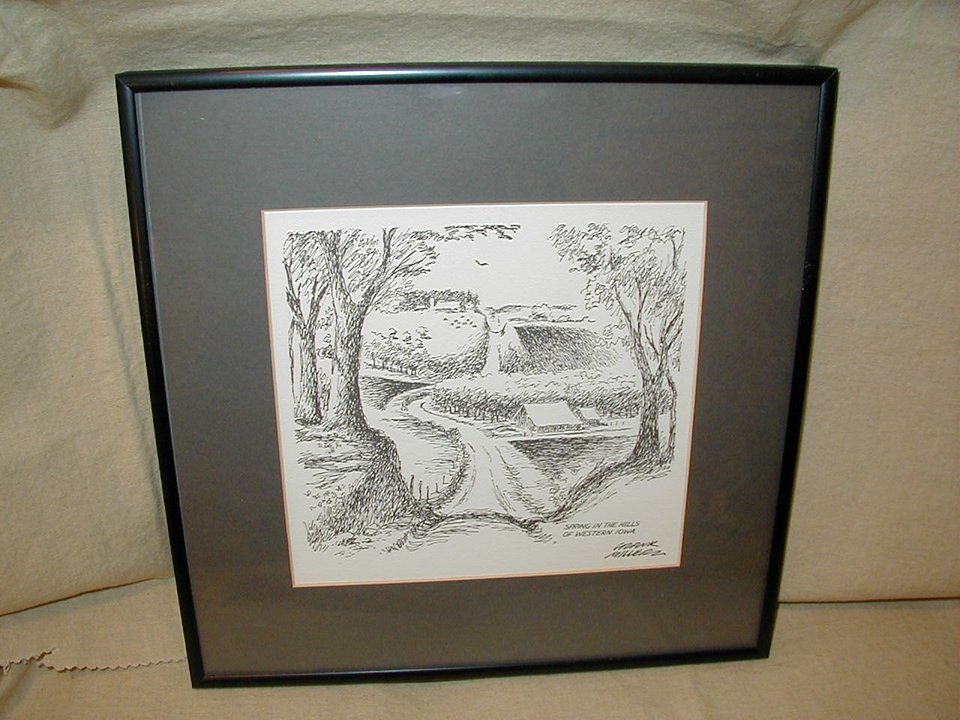 Etching, Frank Miller, Spring in the Hills of Western Iowa, Signed and Framed