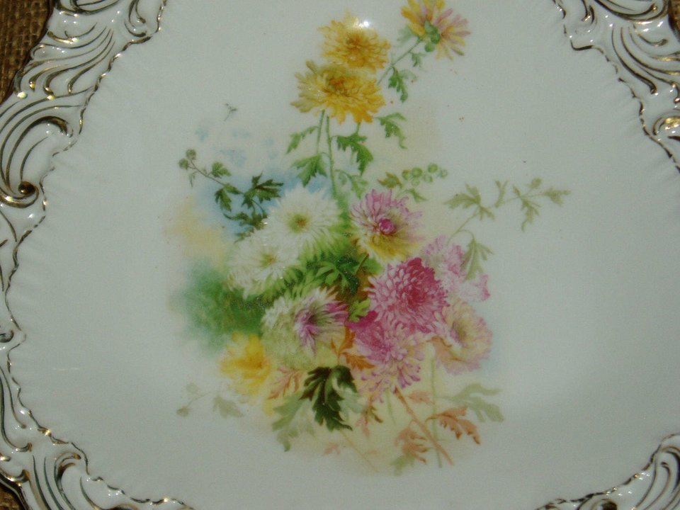 Carl Tielsch German Porcelain Bowl, Unusual Triangular Shape, Floral
