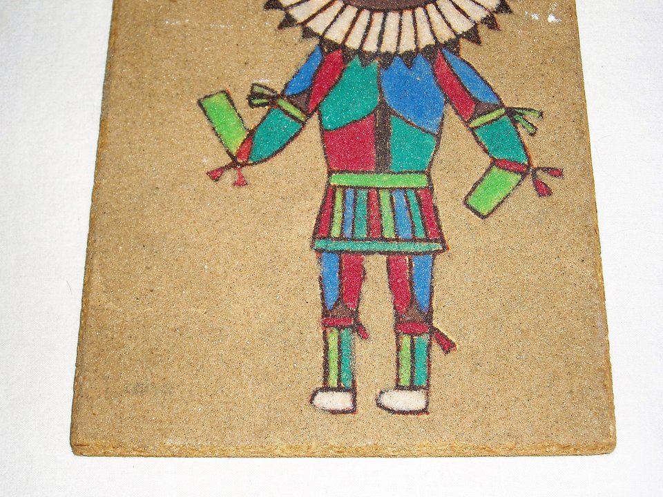 Navajo Sand Painting on Wood Plaque