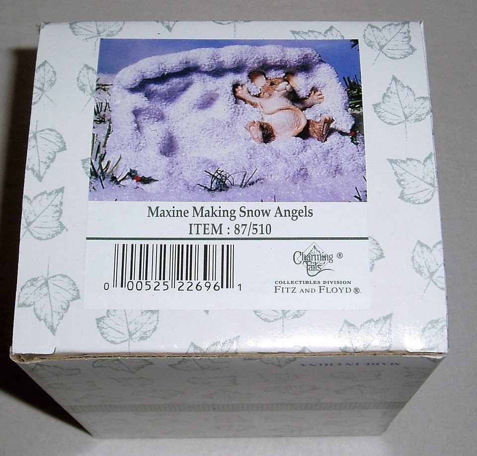 Charming Tails, Maxine Making Snow Angels Figurine in Mint in Box, Sale 45% Off