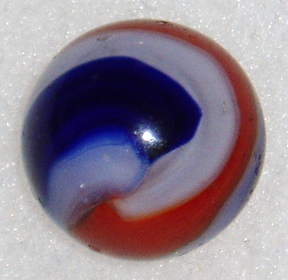 Akro Agate Popeye Corkscrew Marble, Red Blue, .721" 23/32" Free USA Shipping