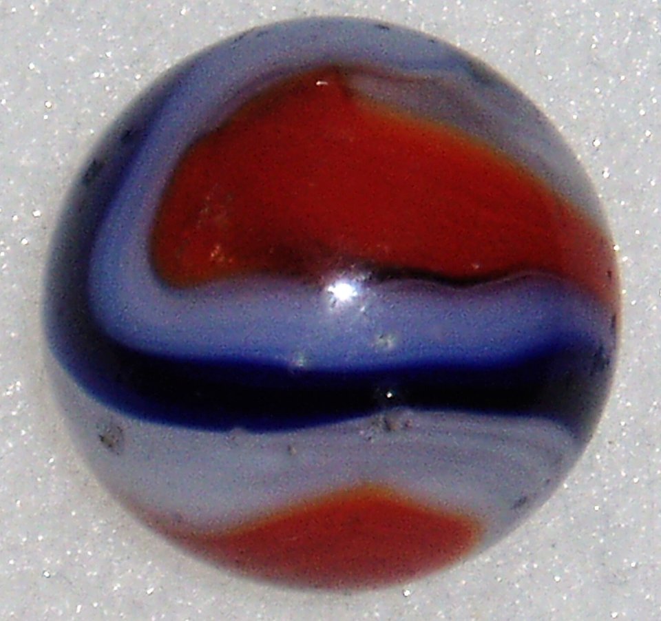 Akro Agate Popeye Corkscrew Marble, Red Blue, .721" 23/32" Free USA Shipping