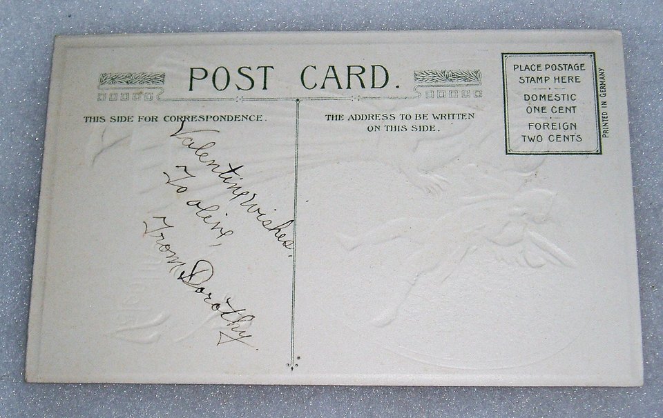 Antique Valentine Postcard, Winsch Schmucker, Winged Cupid