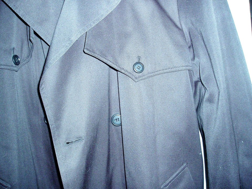 Vintage Towne London Fog Trench Coat, Zippered Liner, Size 44 Long, Black