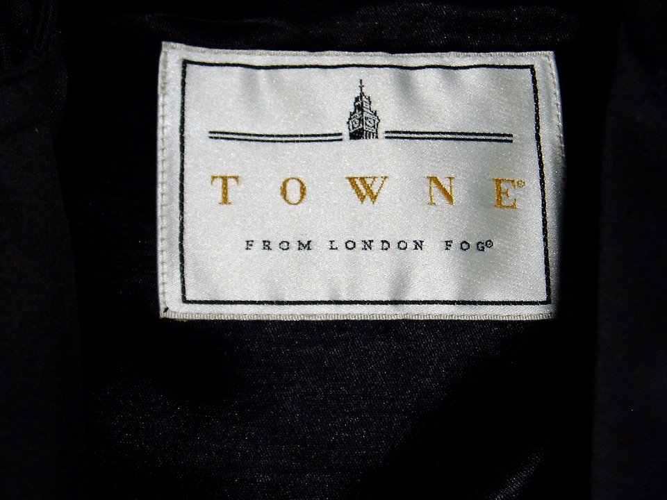 Vintage Towne London Fog Trench Coat, Zippered Liner, Size 44 Long, Black