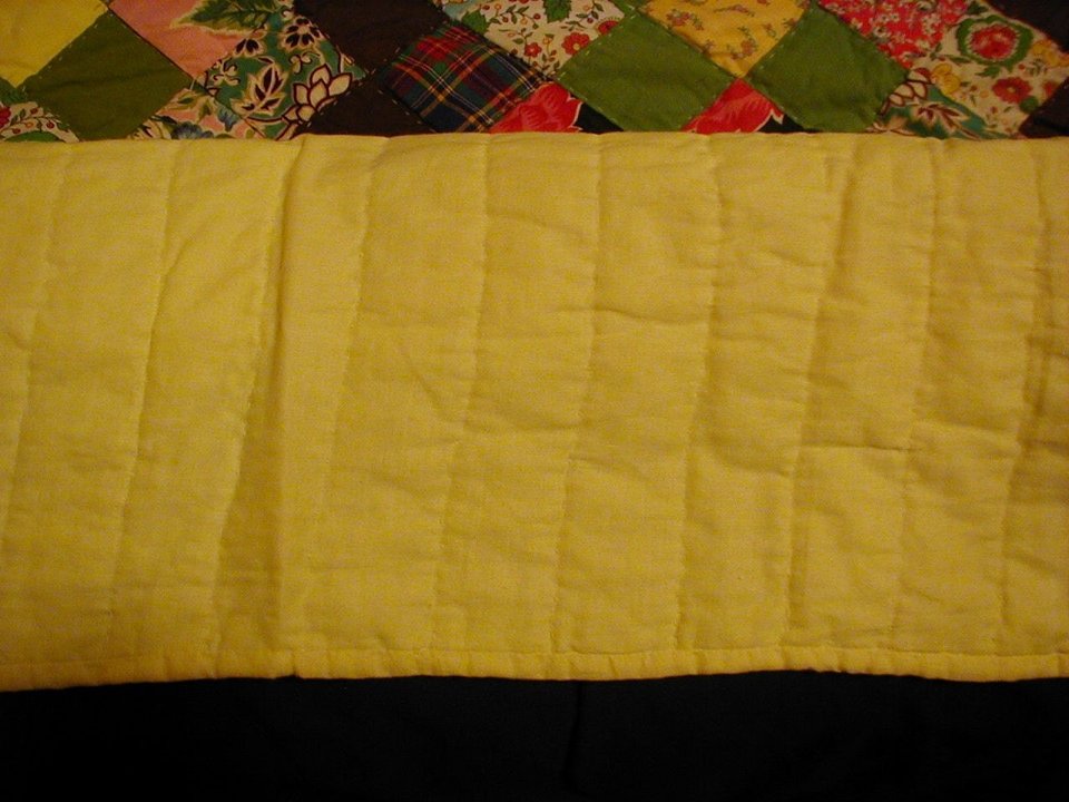 Vintage Handsewn Quilt, Yellow and Earth Tones