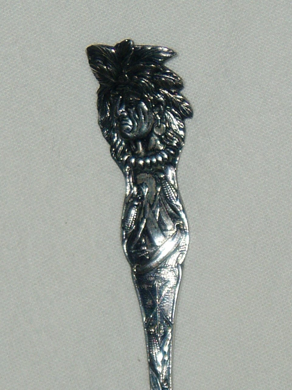 Sterling Silver Figural Spoon, Indian, Corn, Chickasha Okla., Free USA Shipping