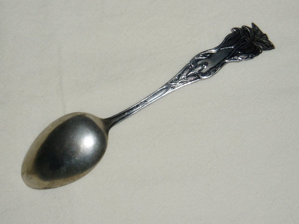 Sterling Silver Figural Spoon, Indian, Corn, Chickasha Okla., Free USA Shipping