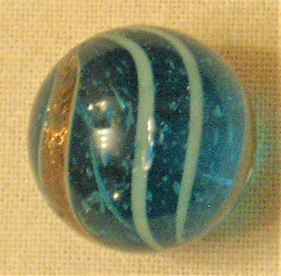 Blue Based Lutz Marble, 19th Century German Swirl, .750", Free USA Shipping