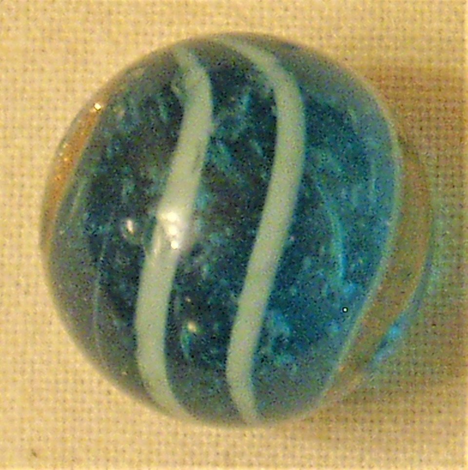 Blue Based Lutz Marble, 19th Century German Swirl, .750", Free USA Shipping